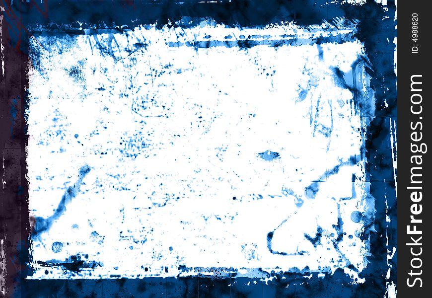 Blue grungy border - abstract digital illustration