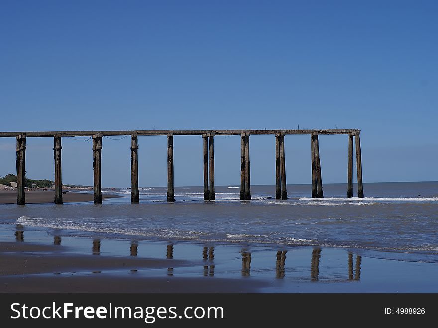 Ruins of a destroyed cargo pier in Argentina. Ruins of a destroyed cargo pier in Argentina