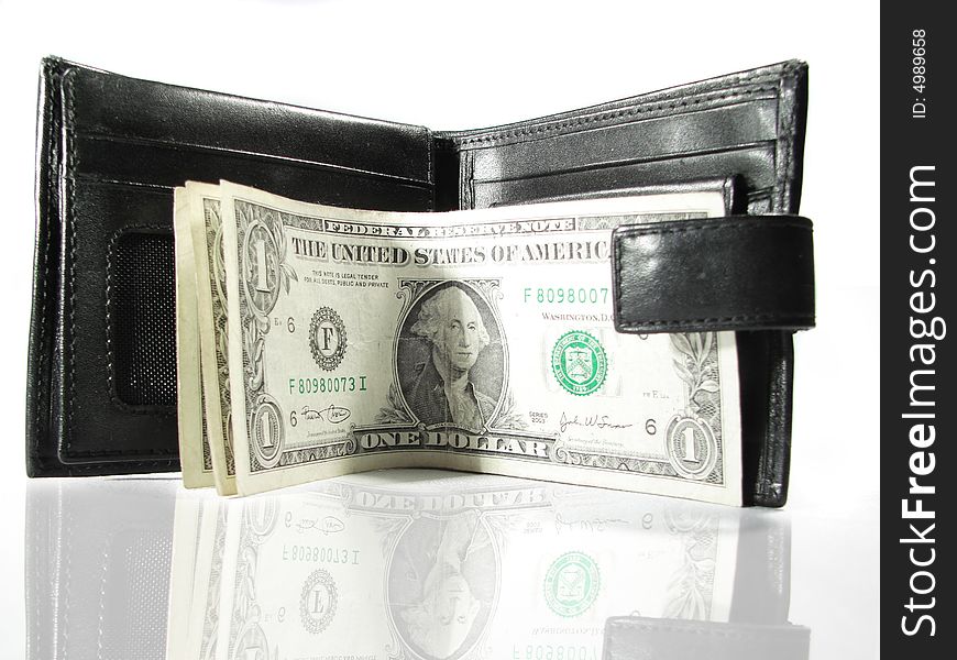 Black Leather Purse With Money