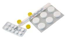 Thermometer And Pills. Royalty Free Stock Image Thermometer And Pills. Royalty Free Stock Image