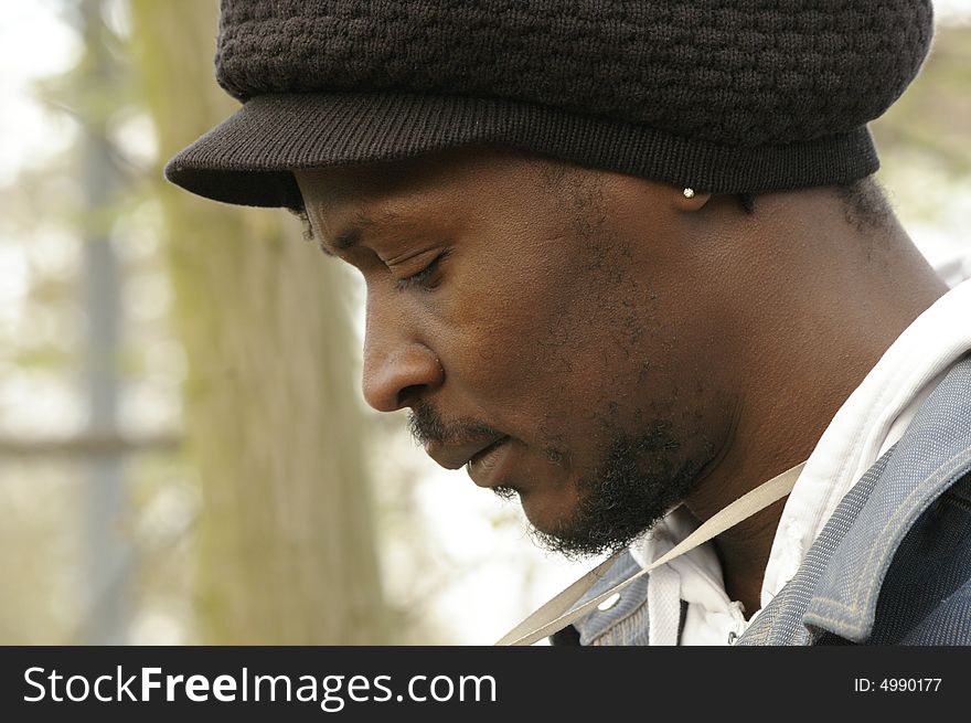 Black Man With Bended Head