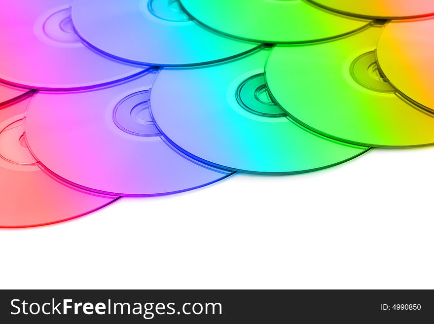 Computer disks background, isolated on white