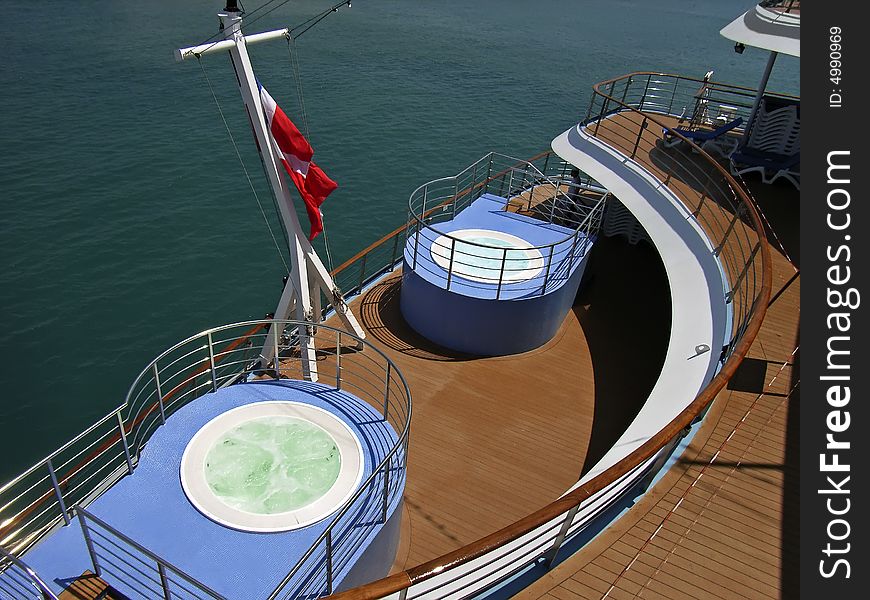 Pools at the bottom deck of a cruiseship. Pools at the bottom deck of a cruiseship