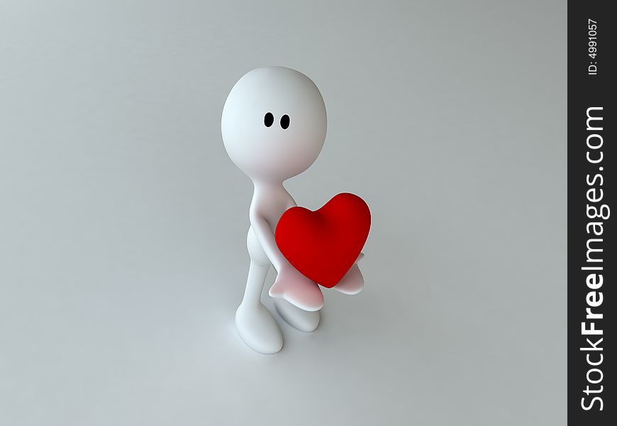 3d rendered manikin holding a heart