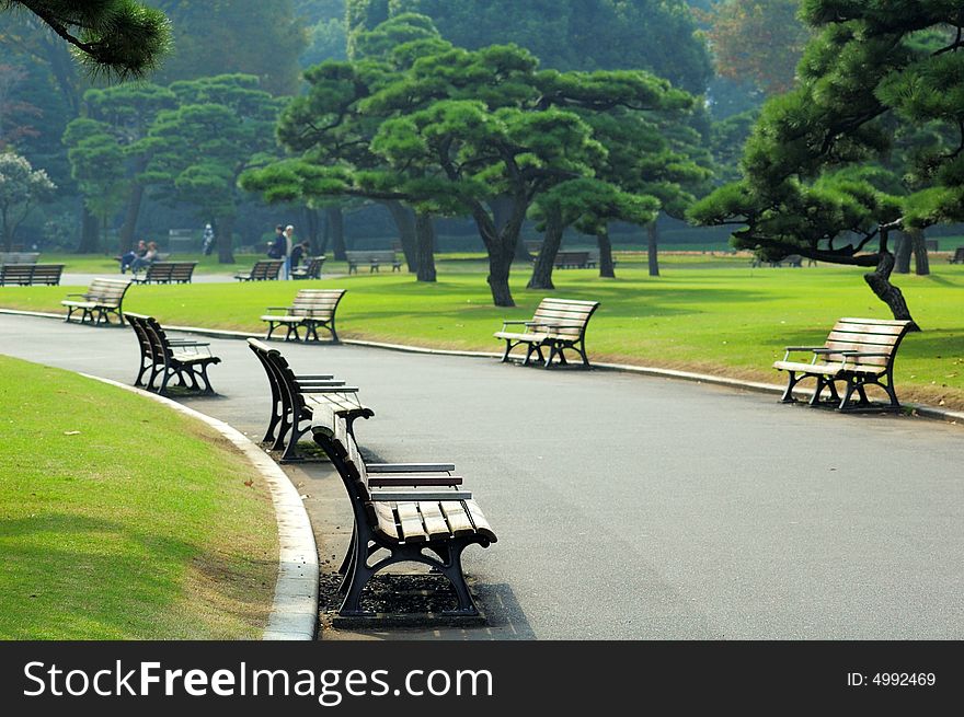 Long chair in the park.