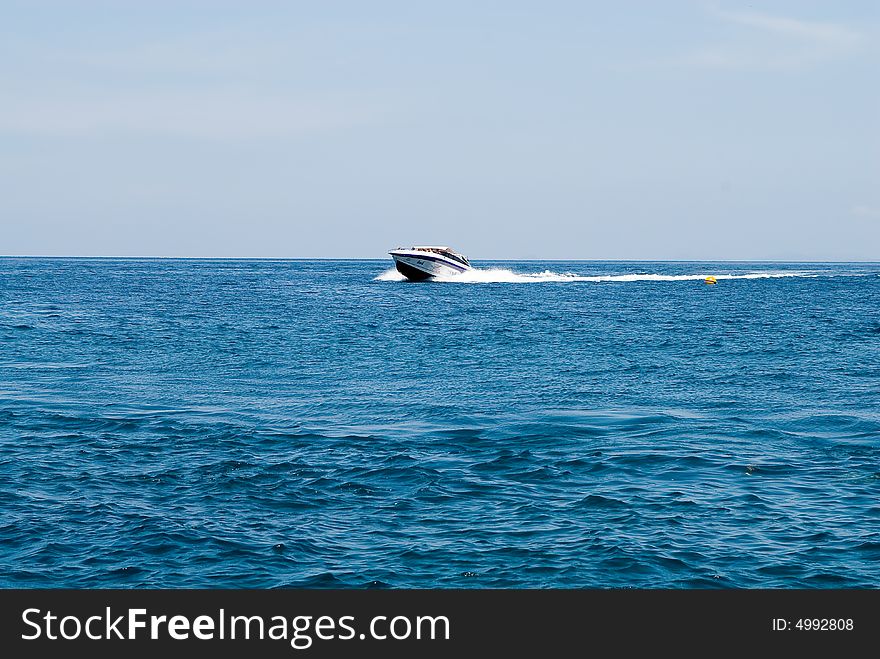 Moving speedboat at Andaman sea, in Thailand