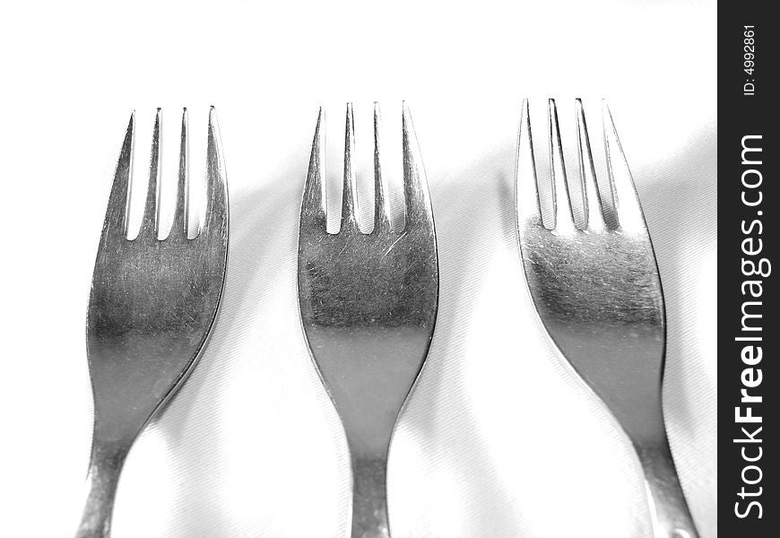 Row Of Metal Silver Forks