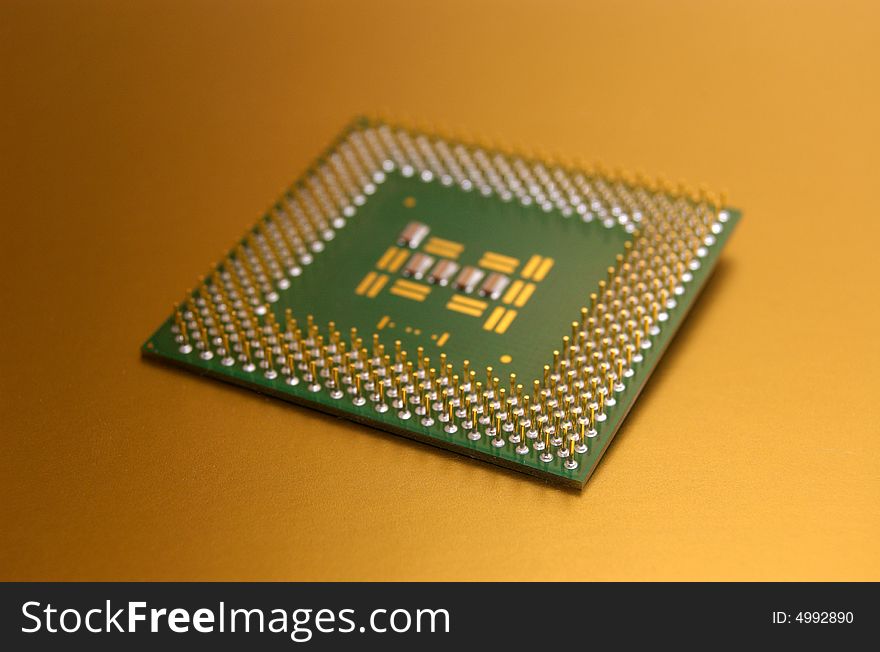 Micro processor on gold background