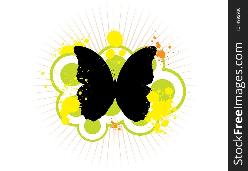 Butterfly with colorful retro background