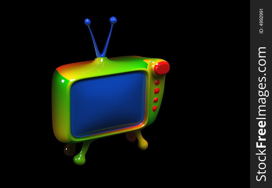 Isolated 3D Cartoon TV wiht black background