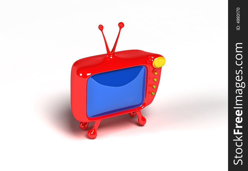 Isolated 3D Cartoon TV wiht white background