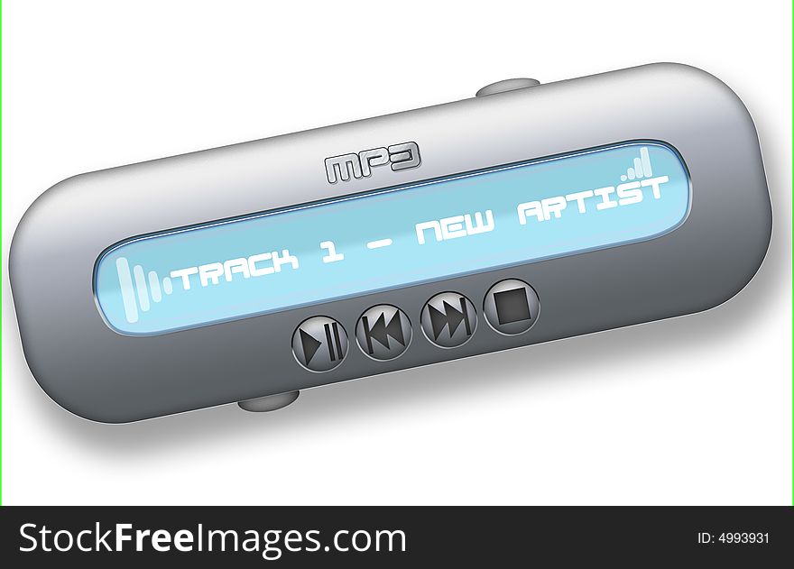 A image of a stylish silver mp3 player