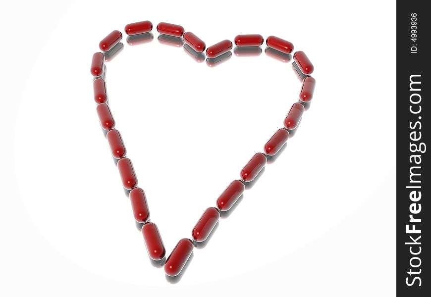 Red transparent hearth of capsules