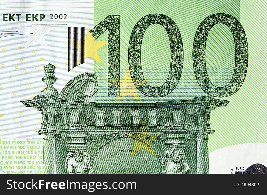 One hundred Euro banknote, detailed. One hundred Euro banknote, detailed