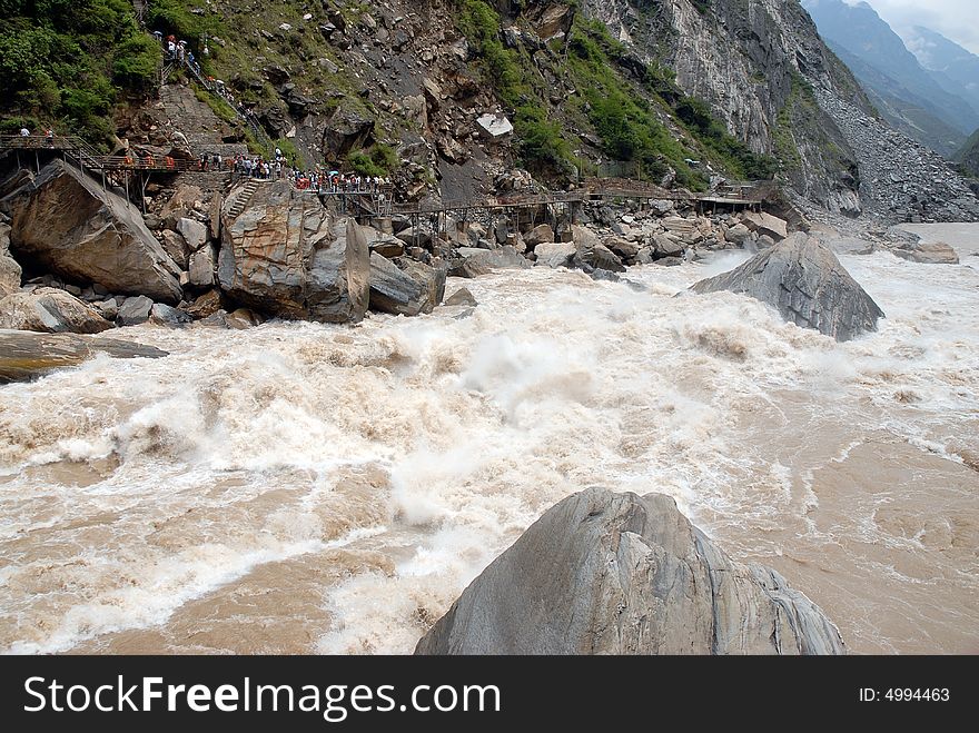 Canyon with running river in yunnan china. Canyon with running river in yunnan china