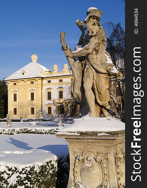 Chateau and park Austerlitz in Czech Republic in winter. Chateau and park Austerlitz in Czech Republic in winter