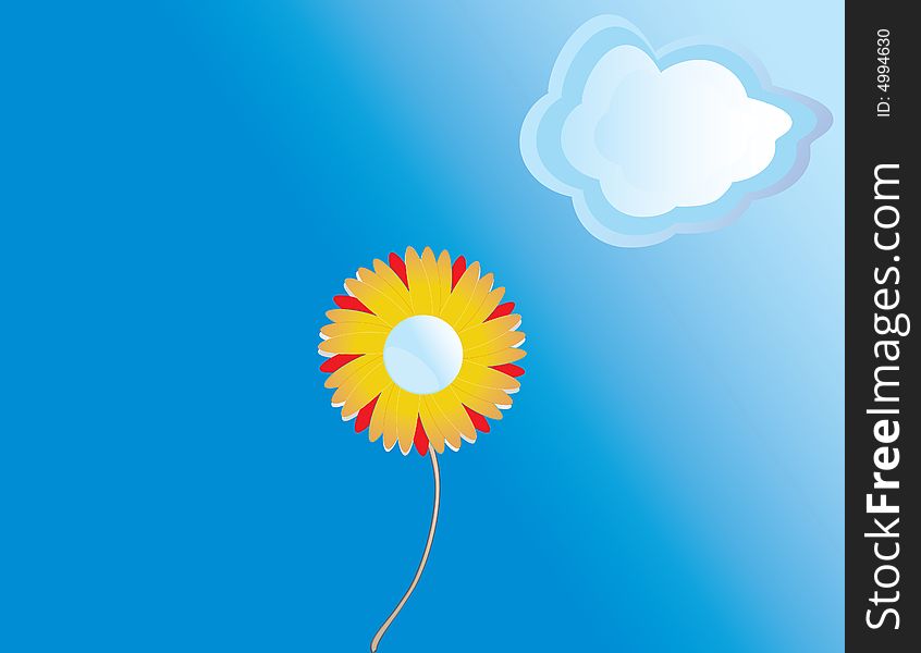 Abstract lonely peaceful flower with cloud. Abstract lonely peaceful flower with cloud