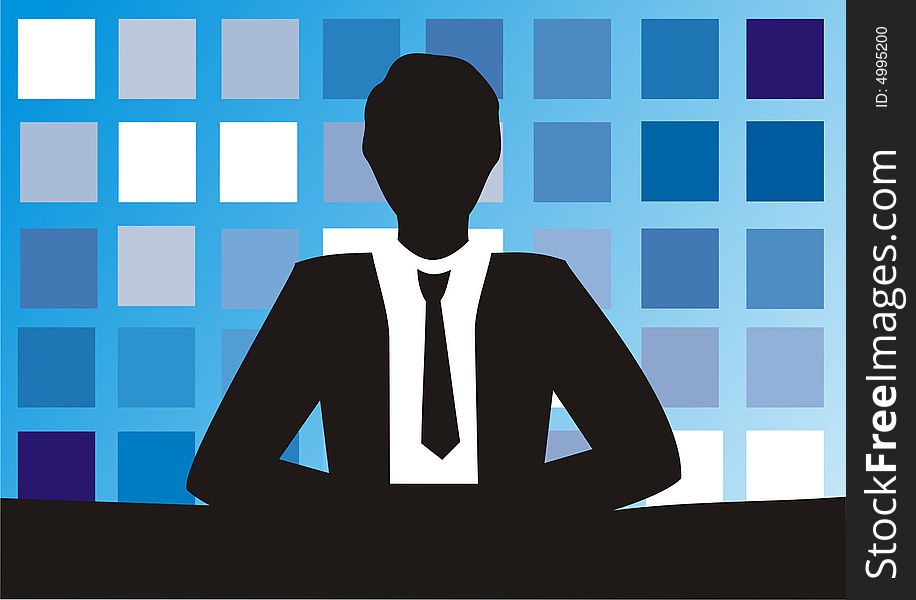 This businessman sitting at the table,without person,on background square. This businessman sitting at the table,without person,on background square.