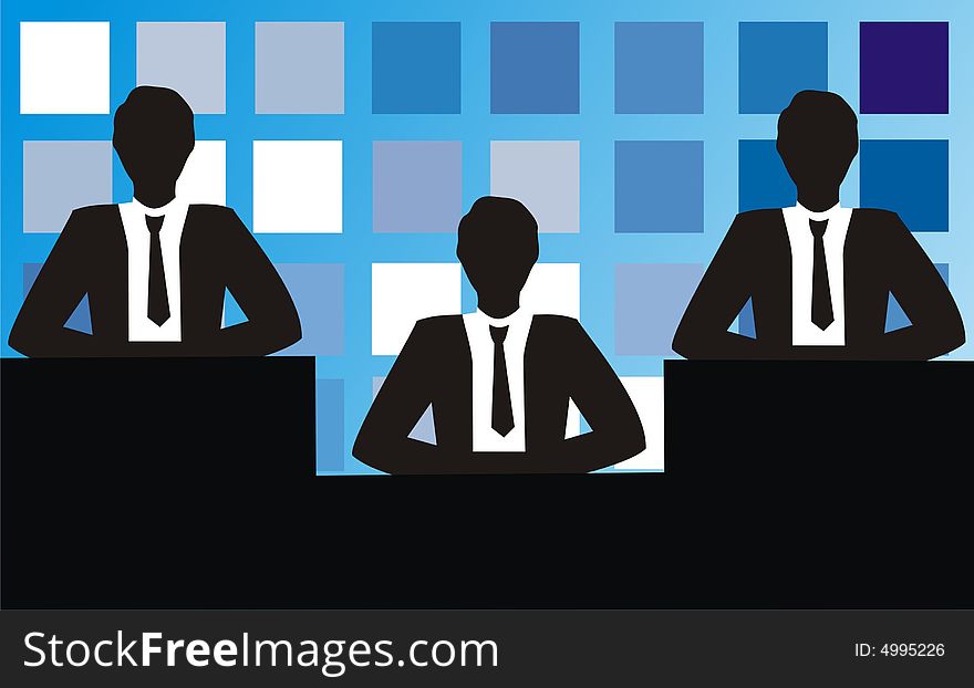 This three businessmans ,sitting at the table on square background. This three businessmans ,sitting at the table on square background