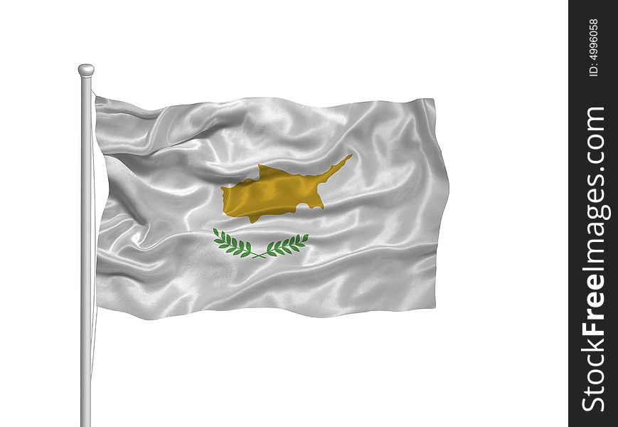 Illustration of waving Cypriot  Flag on white. Illustration of waving Cypriot  Flag on white