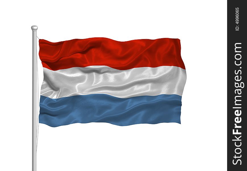 Illustration of waving Luxembourger Flag on white. Illustration of waving Luxembourger Flag on white