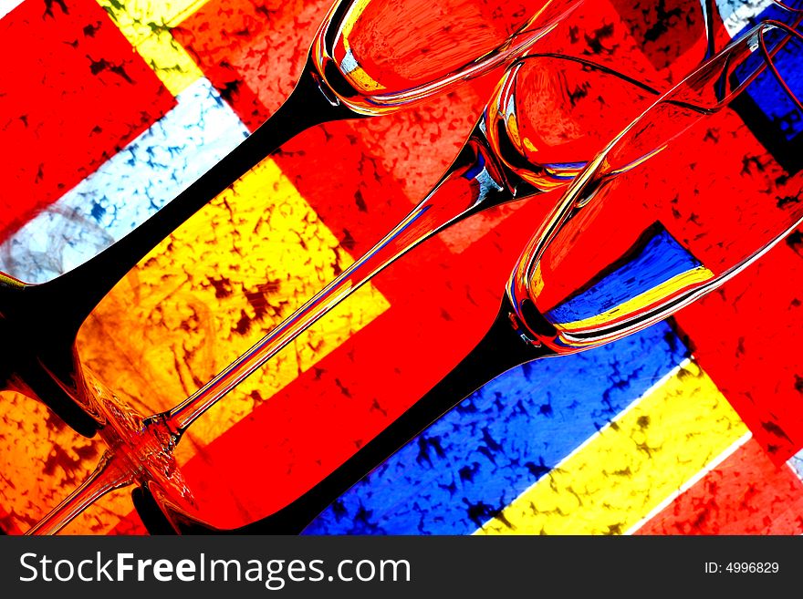 Abstract background design made from three glasses and numerous colors. Abstract background design made from three glasses and numerous colors.
