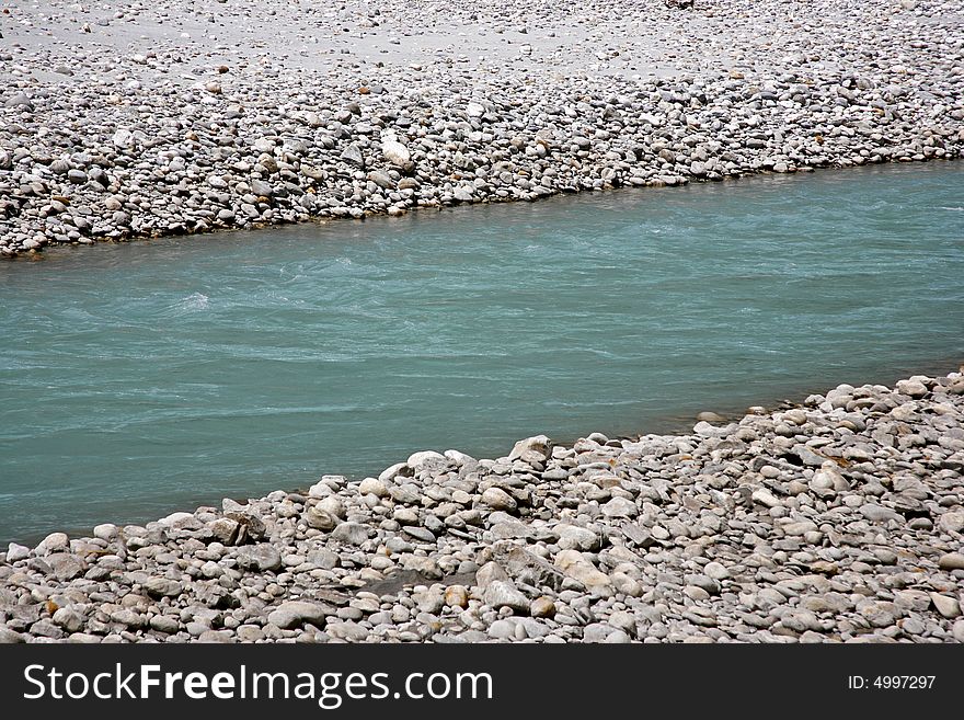 Pure blue himalayan river water