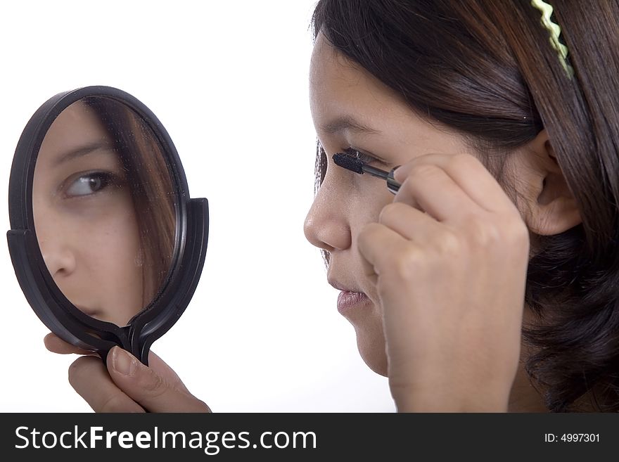 Teenagers applying makeup usually begins in puberty