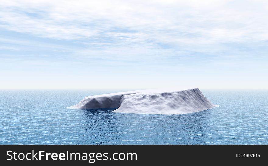 The big iceberg on the open ocean - 3d landscape scene.