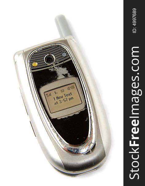 A cell phone that has just received a text message.