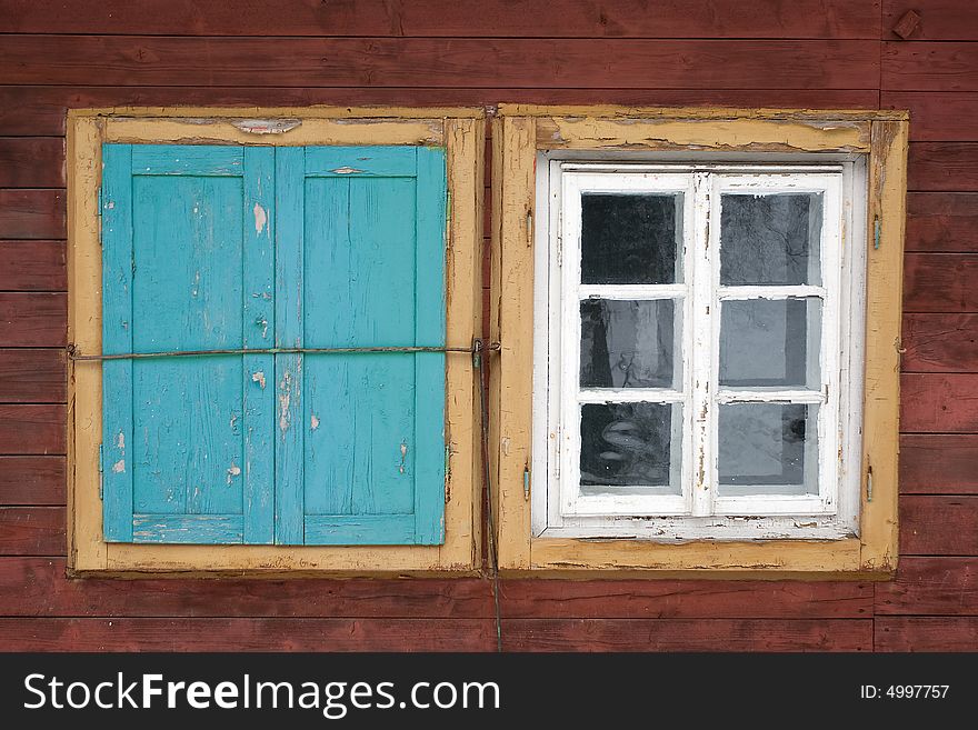 Picture of windows in small mountain village called Petrikov. Picture of windows in small mountain village called Petrikov