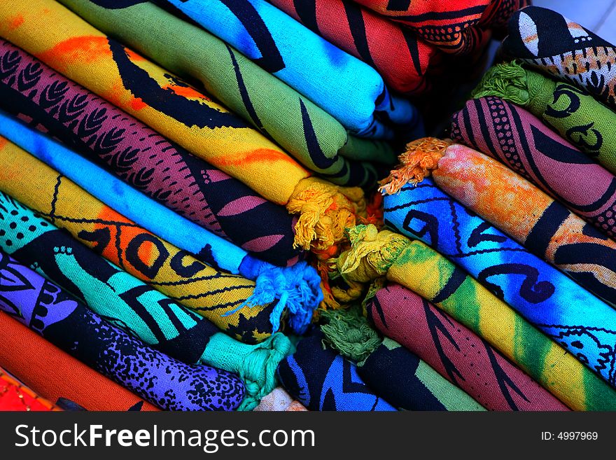 Colorful scarves in the market