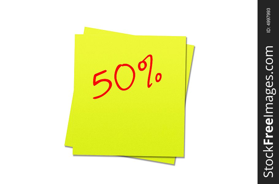 Two yellow sticky notes, red 50 per cent, white background. Two yellow sticky notes, red 50 per cent, white background