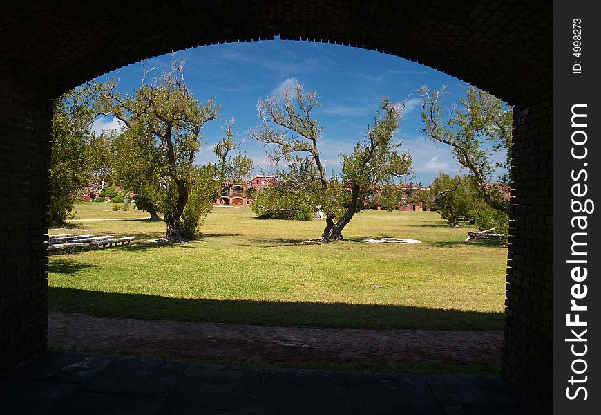 View of the park in Fort Jefferson, Dry Tortugas, Florida