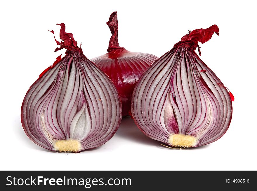 Spanish red onion on white background