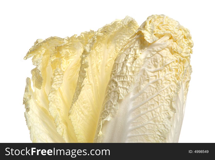 Fresh chinese lettuce leaves on white background