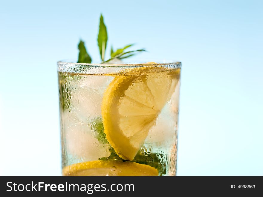 Drink series: cold tea with lemon and ice