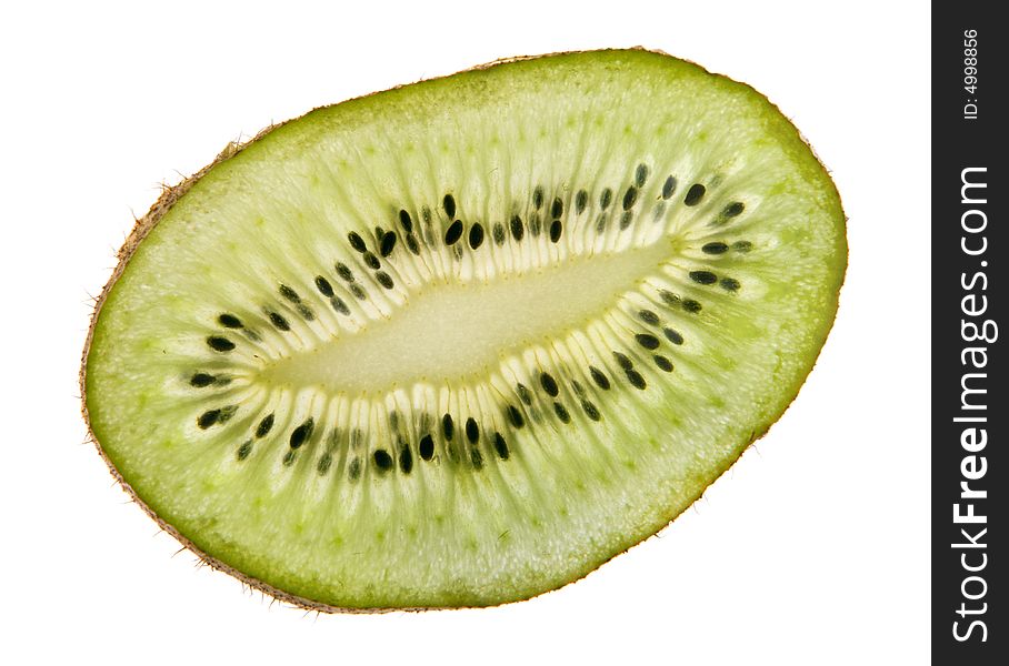 Ripe kiwi with seeds isolated on white. Ripe kiwi with seeds isolated on white