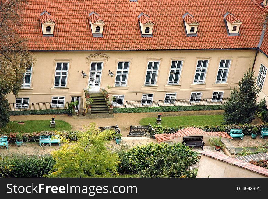 Photo of red roof in Prague. Photo of red roof in Prague