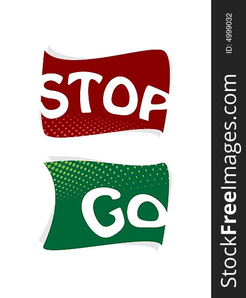Stop and go signs. Vector art