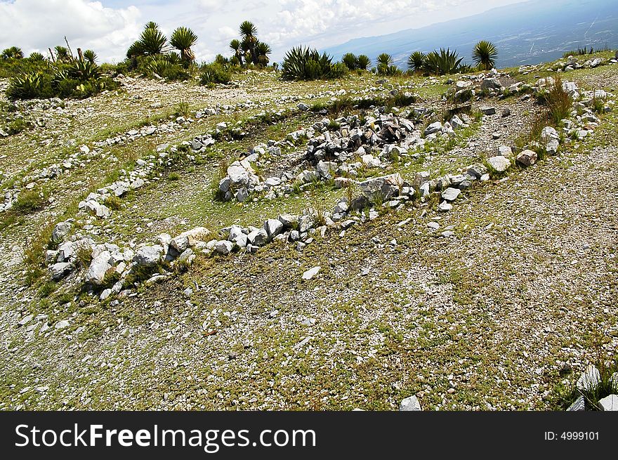 On the top of a hill there is this ceremonial center. On the top of a hill there is this ceremonial center
