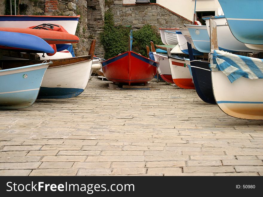 Boat parked on the ground. Boat parked on the ground