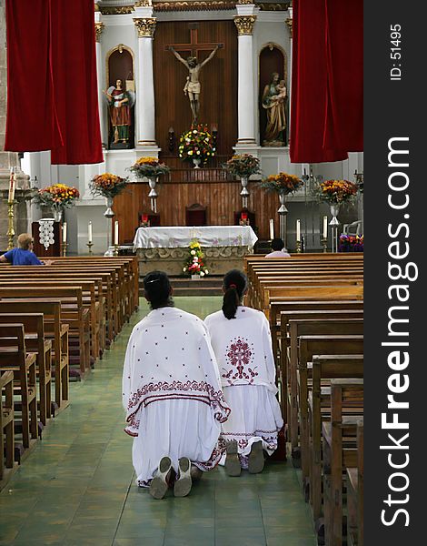 Worshiping - walking on their knees - Catholic Cathedral, Mexico