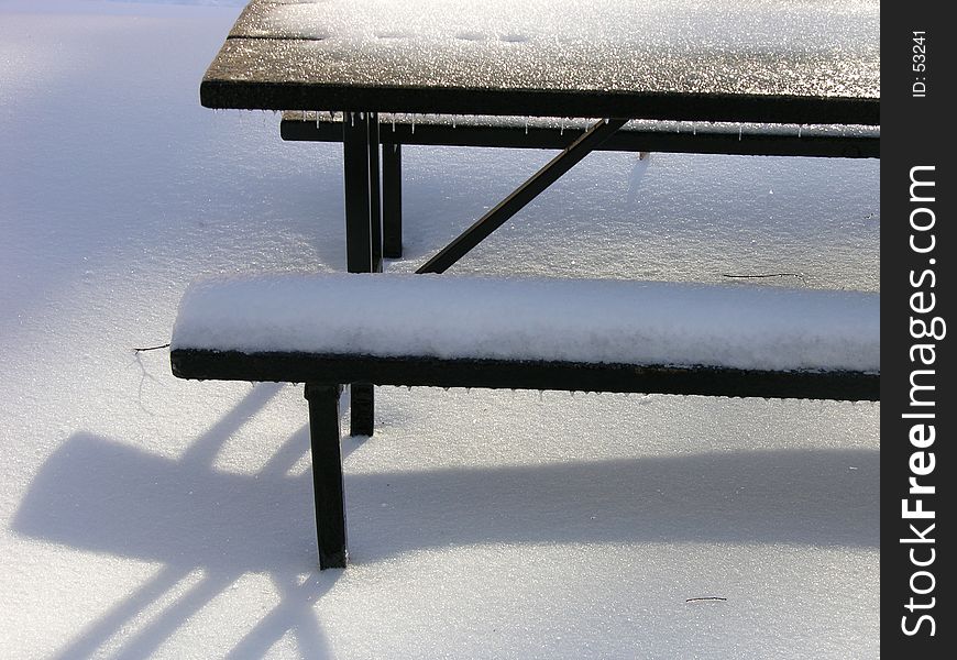 Until next summer that is. It snowed yesterday and covered this picnic table in the local park. Until next summer that is. It snowed yesterday and covered this picnic table in the local park.