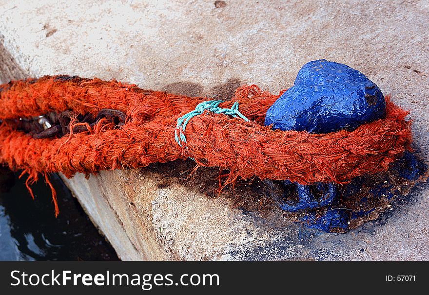Mooring rope for a fishing boat. Mooring rope for a fishing boat
