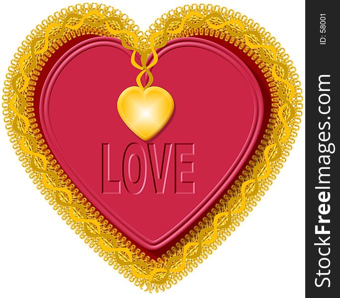 This illustration that I created depicts a red Valentine heart with a gold doily border. This illustration that I created depicts a red Valentine heart with a gold doily border