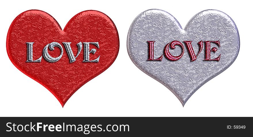 Matching 3D metallic 'LOVE' hearts. Matching 3D metallic 'LOVE' hearts.