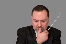 Orchestra Conductor Deep In Thought Stock Image