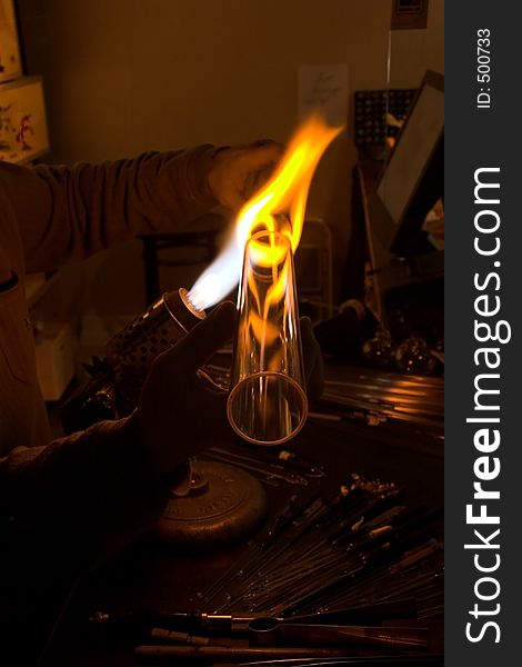 Glass blower at work