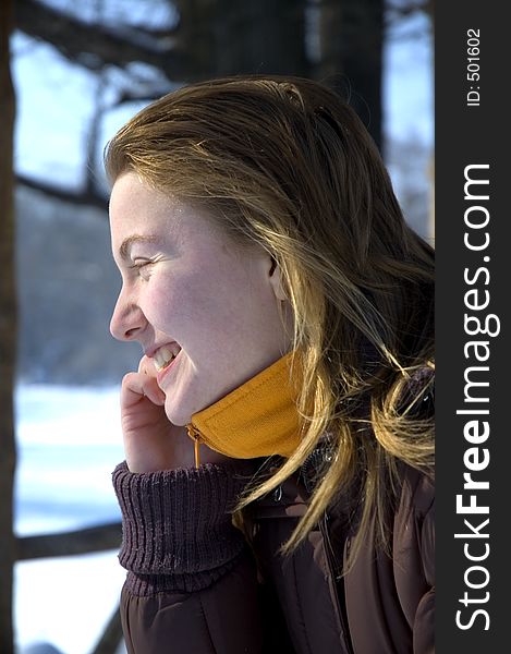 Beautiful girl talking on the phone. Beautiful girl talking on the phone